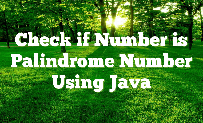 Check if Number is Palindrome Number Using Java