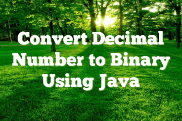 Convert Decimal Number to Binary Using Java