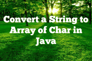 Convert a String to Array of Char in Java